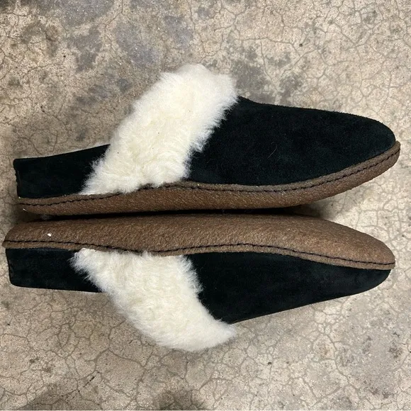 NWT NIB SOREL Women 12 Nakiska II Faux Shearling Slide Slipper Black Natural