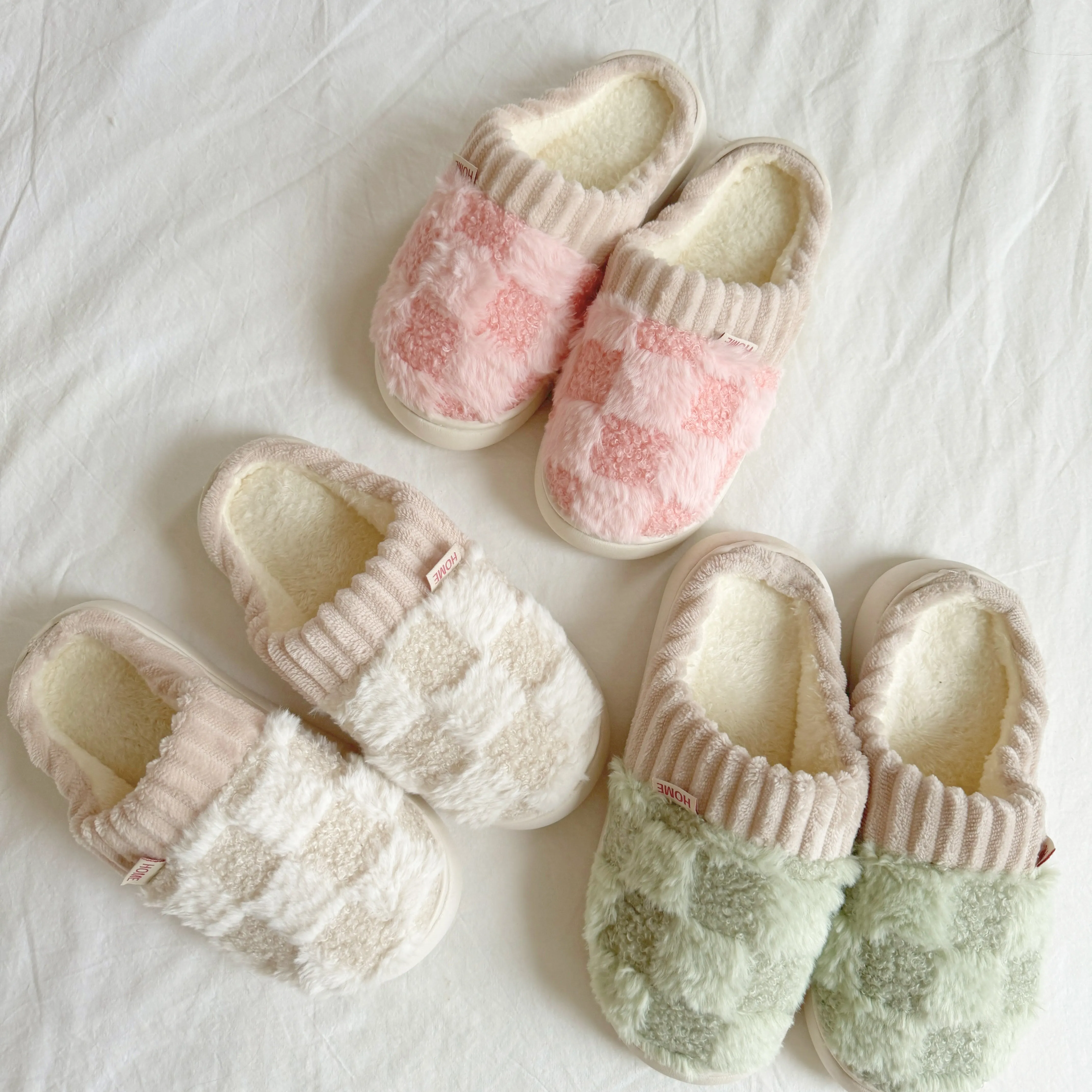 Nyla Checkered Fluffy Slippers