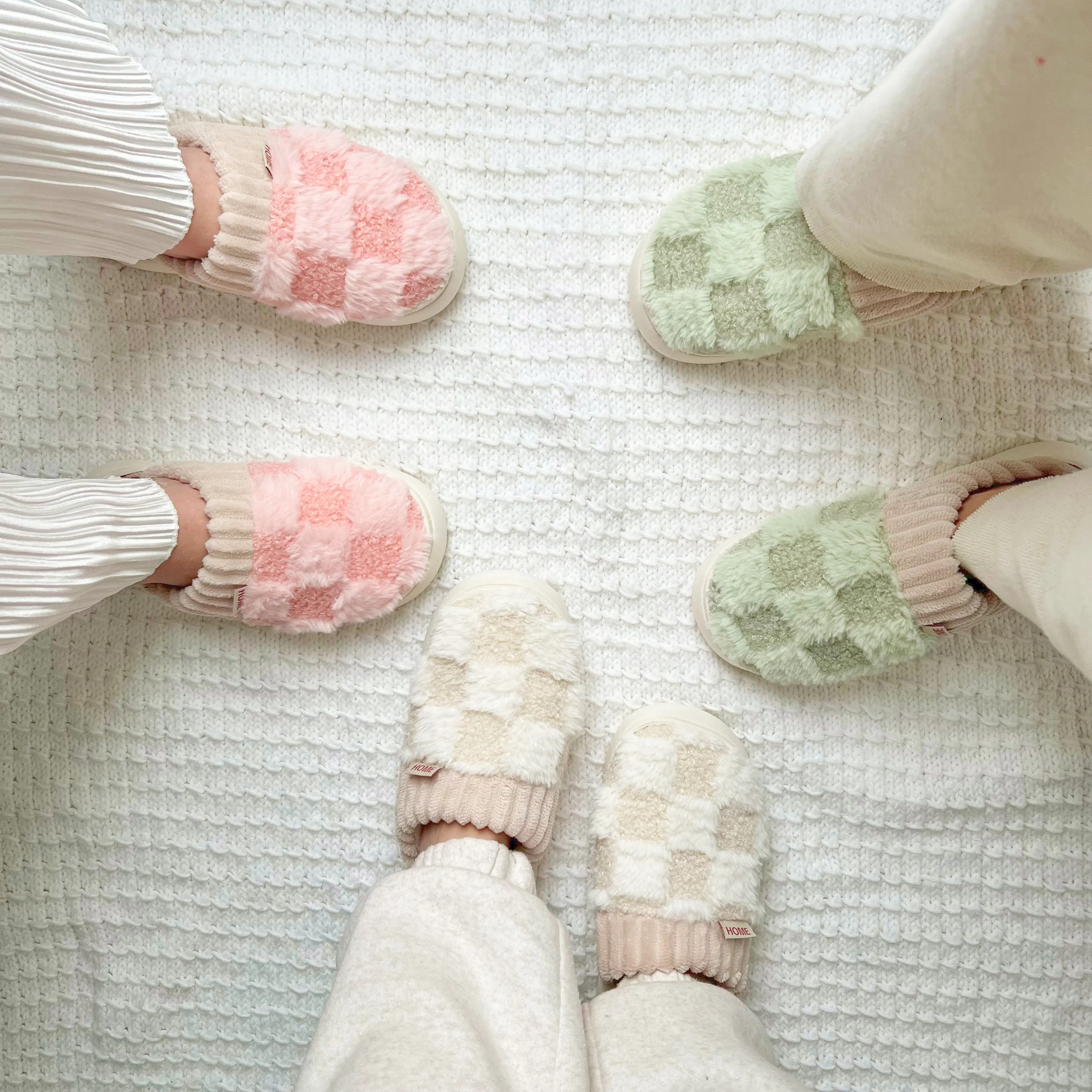 Nyla Checkered Fluffy Slippers