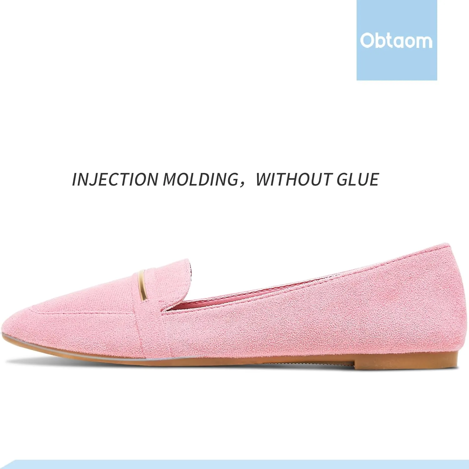 Obtaom Women's Pointy Toe Loafer Flat Comfortable Faux Suede Work Shoes,Cute Penny Loafer Slip On Ballet Flat
