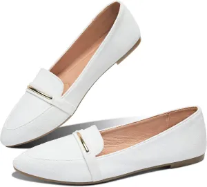 Obtaom Women's Pointy Toe Loafer Flat Comfortable Faux Suede Work Shoes,Cute Penny Loafer Slip On Ballet Flat