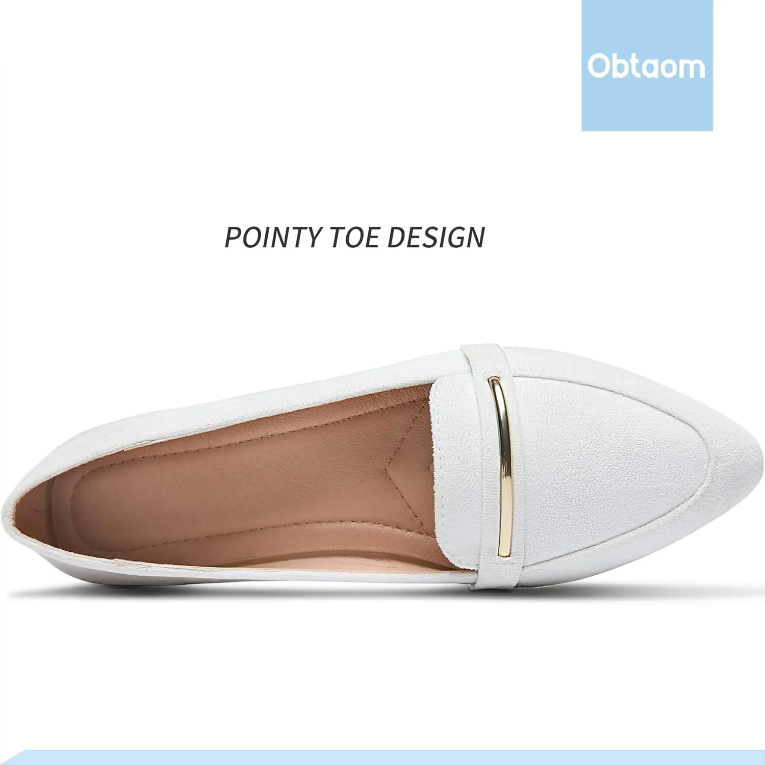 Obtaom Women's Pointy Toe Loafer Flat Comfortable Faux Suede Work Shoes,Cute Penny Loafer Slip On Ballet Flat