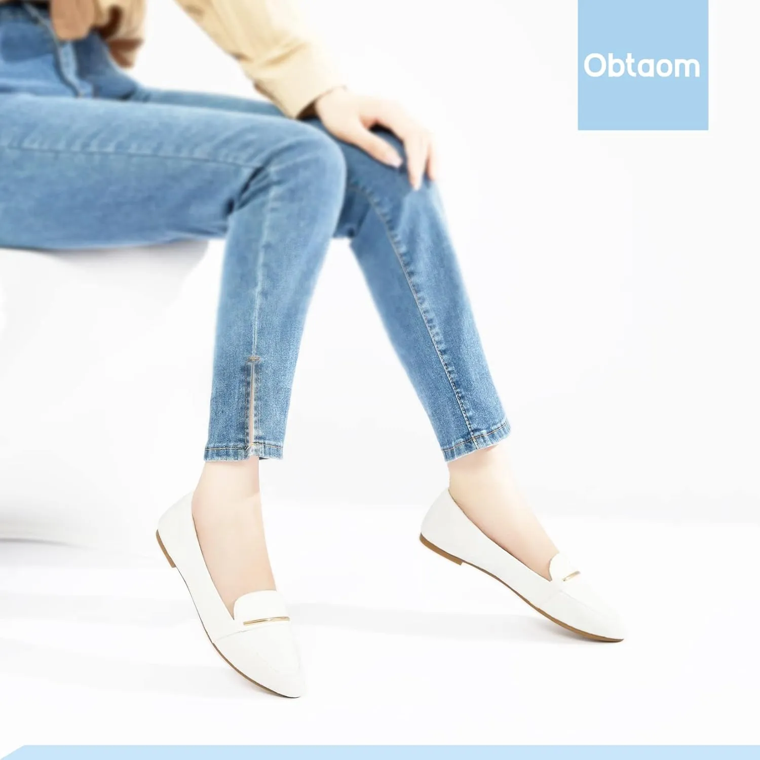 Obtaom Women's Pointy Toe Loafer Flat Comfortable Faux Suede Work Shoes,Cute Penny Loafer Slip On Ballet Flat