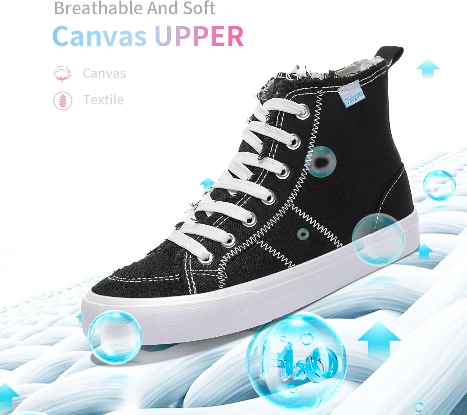 Obtaom Womens/Mens high top Canvas Shoes Play mid Calf Fashion Sneaker Casual lace up hi top Washed Canvas Shoes
