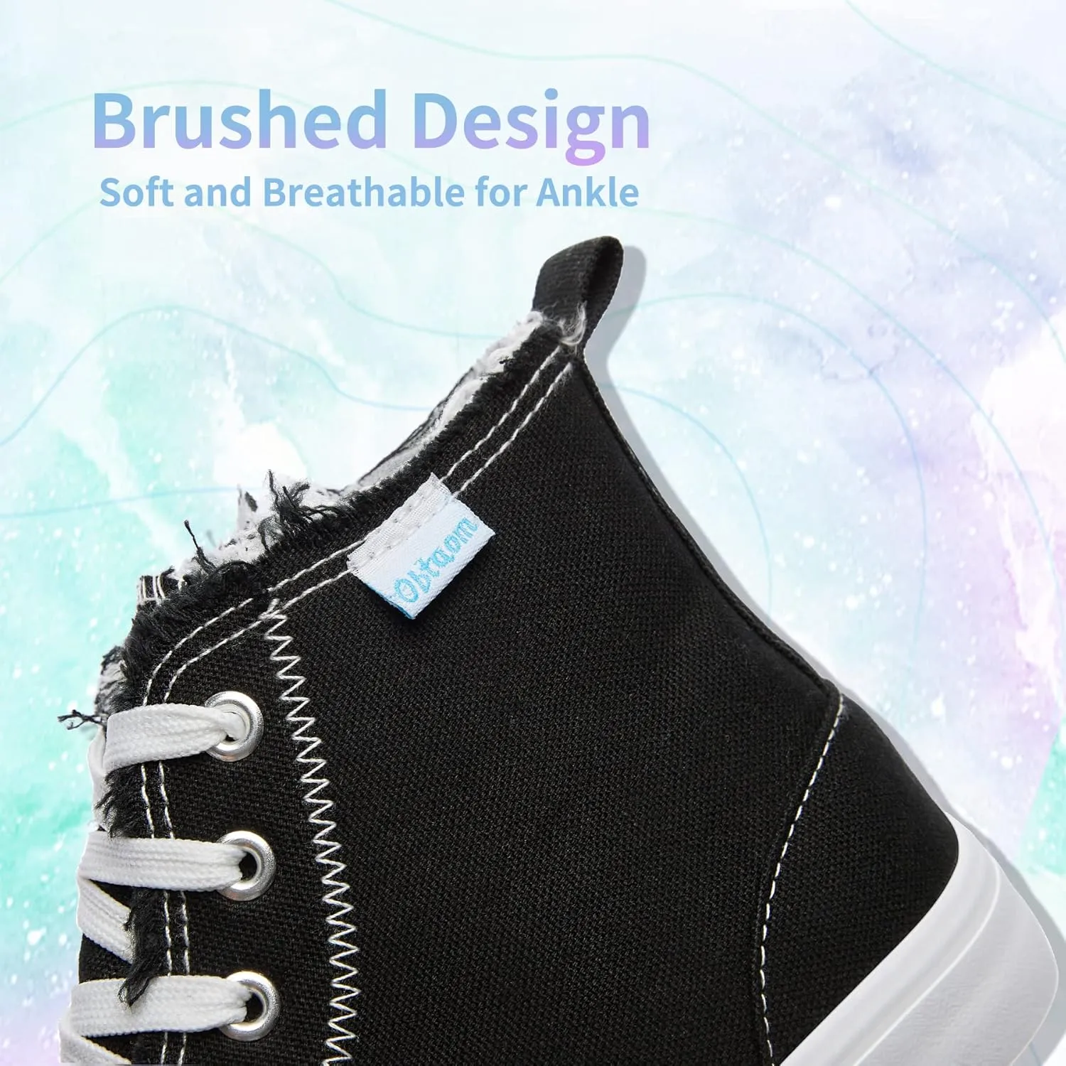 Obtaom Womens/Mens high top Canvas Shoes Play mid Calf Fashion Sneaker Casual lace up hi top Washed Canvas Shoes