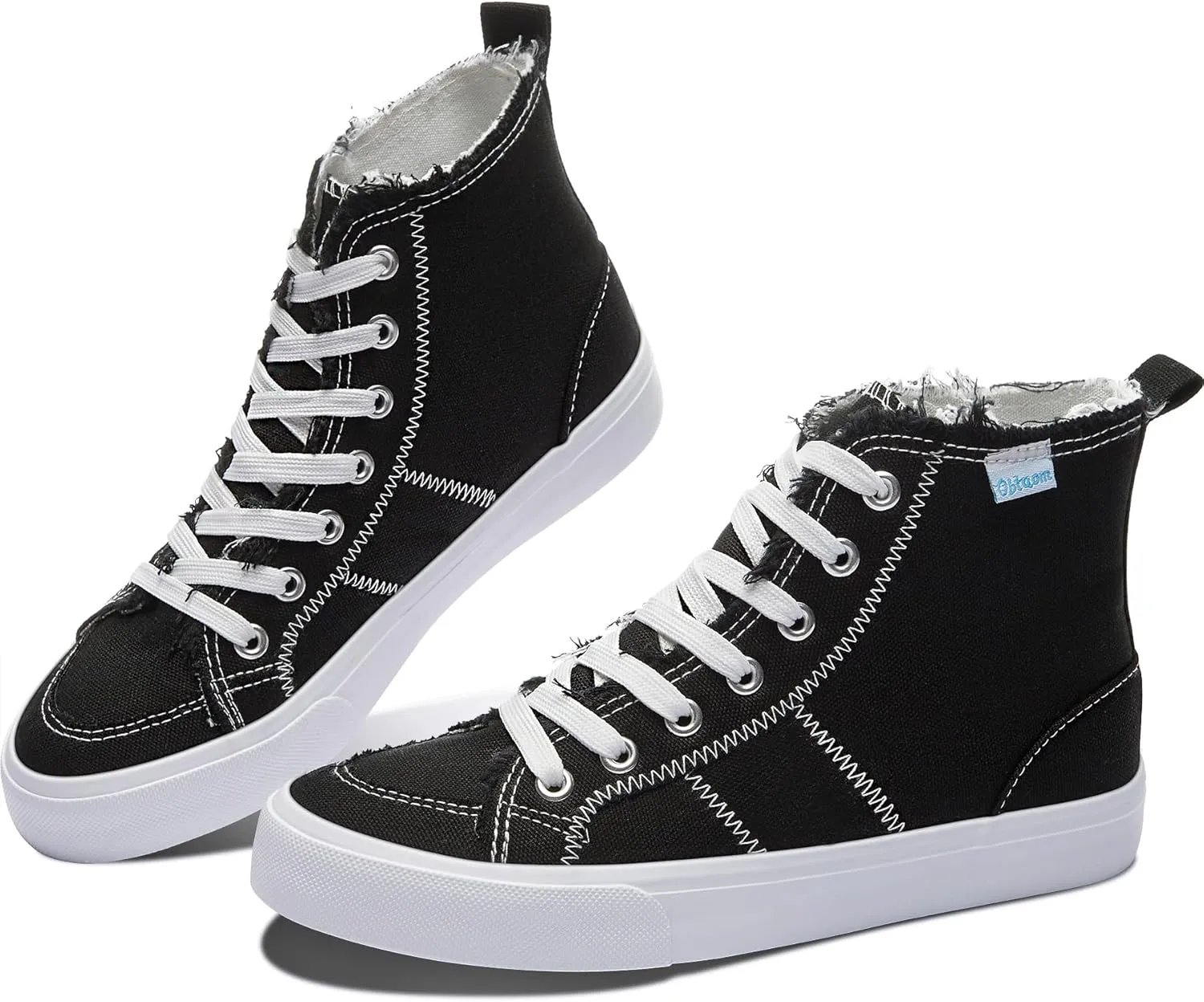 Obtaom Womens/Mens high top Canvas Shoes Play mid Calf Fashion Sneaker Casual lace up hi top Washed Canvas Shoes