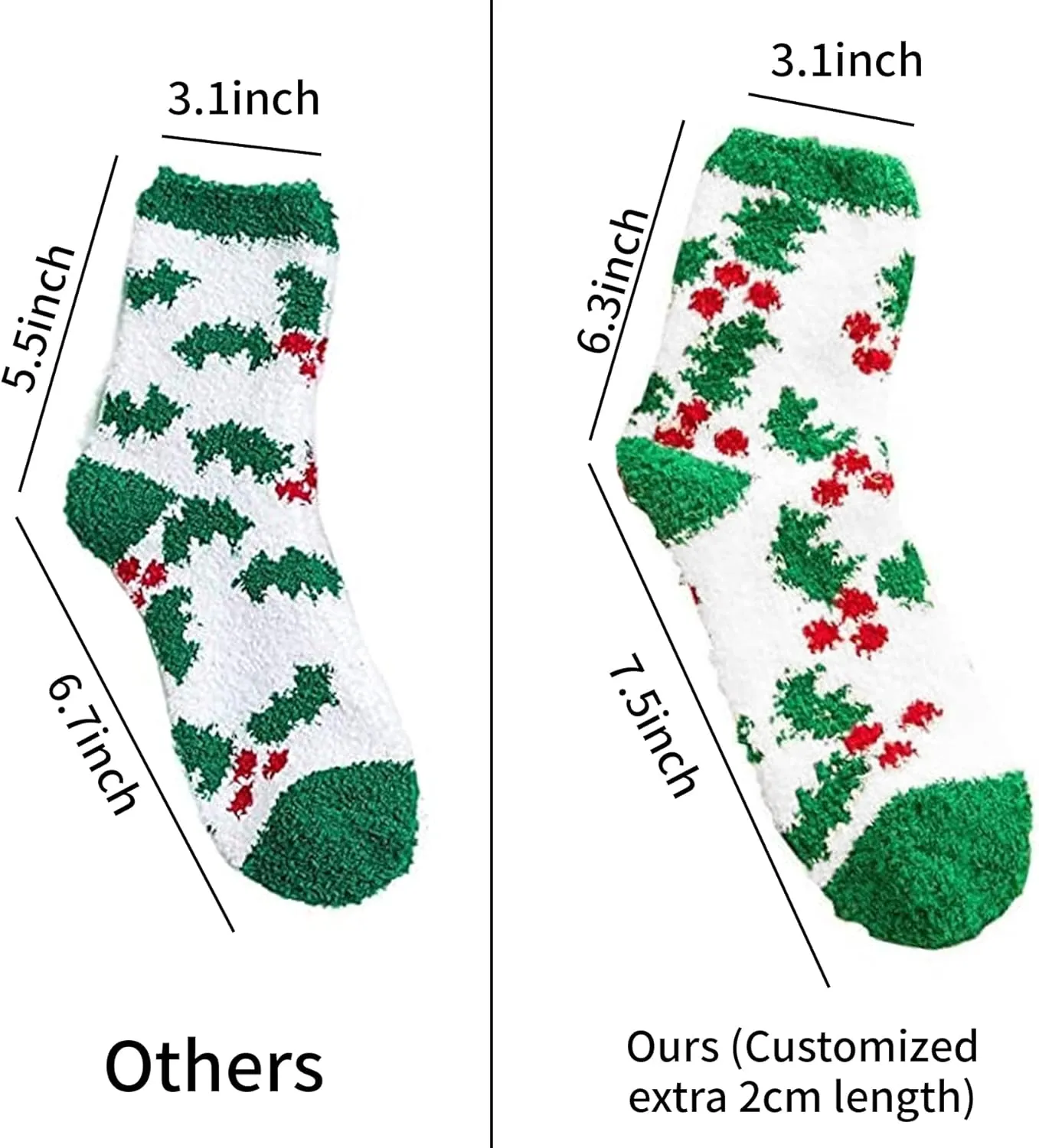 October Elf 6 Pairs Adult Christmas Holiday Socks - Warm, Cozy Fuzzy Socks With Plus Size And Anti-Slip Bottom
