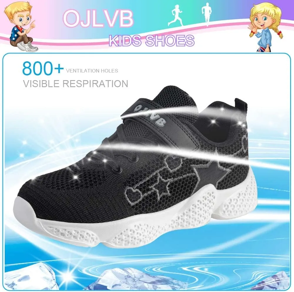 OJLVB Boys Girls Sneakers, Kids Tennis Running Shoes, Athletic Walking Gym Trail Shoe Breathable Lightweight