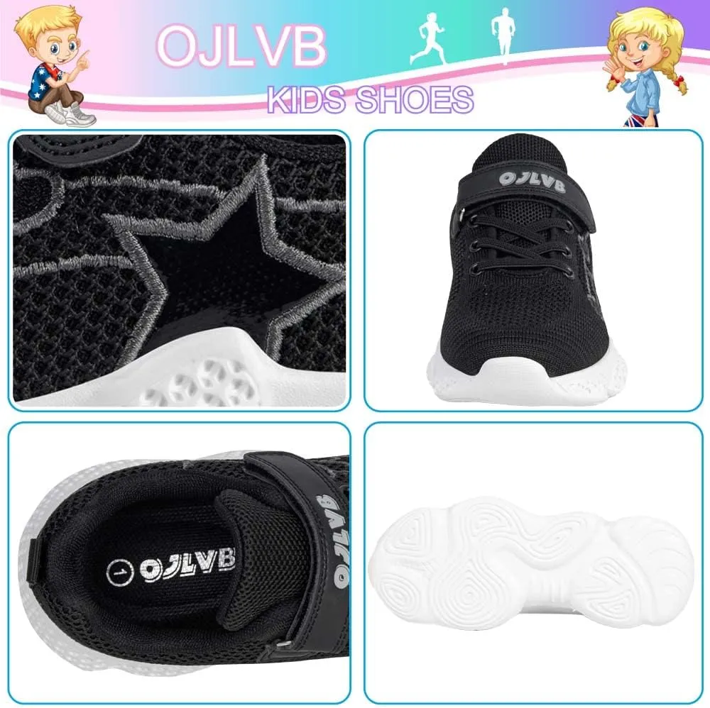 OJLVB Boys Girls Sneakers, Kids Tennis Running Shoes, Athletic Walking Gym Trail Shoe Breathable Lightweight