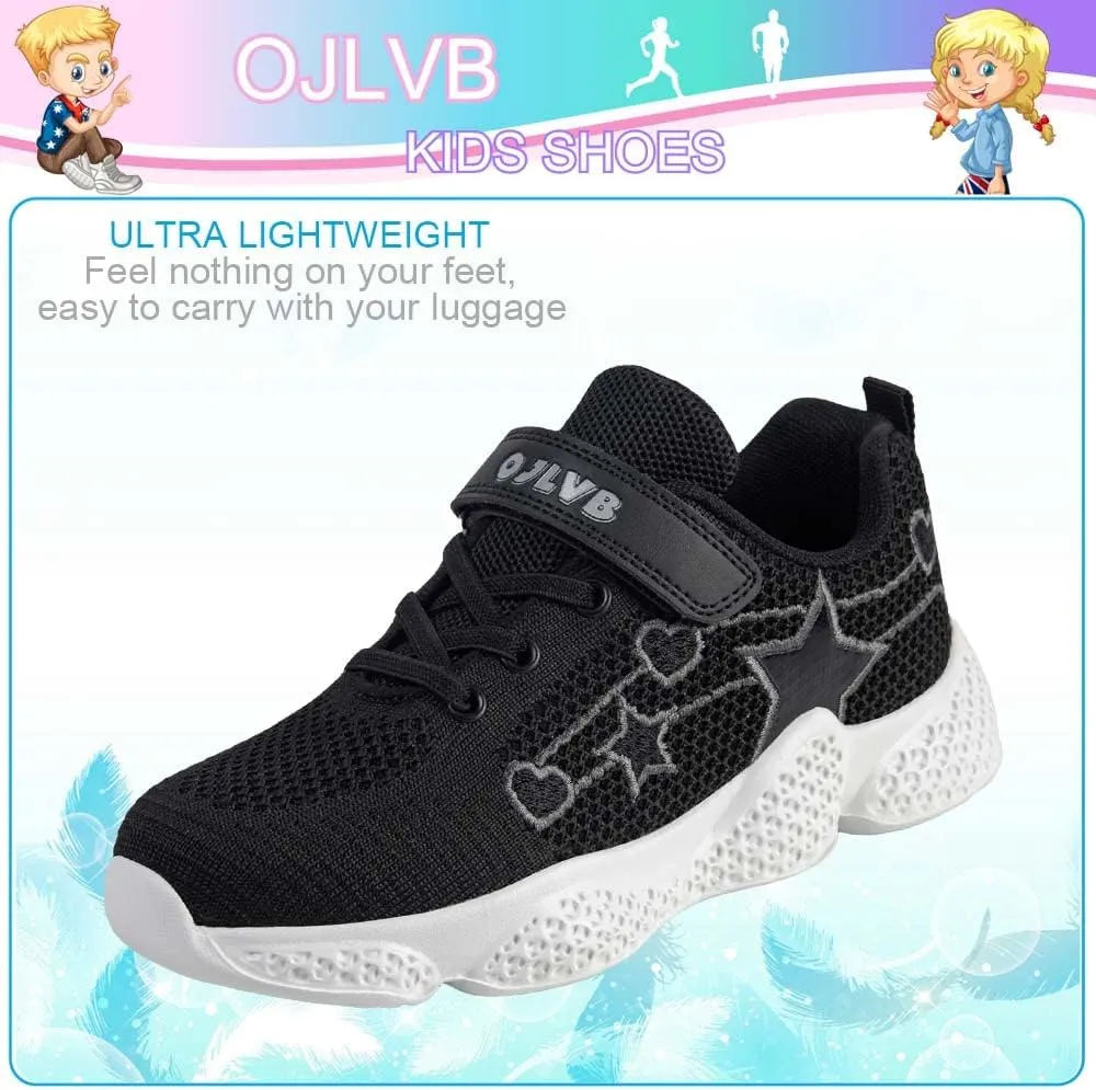 OJLVB Boys Girls Sneakers, Kids Tennis Running Shoes, Athletic Walking Gym Trail Shoe Breathable Lightweight