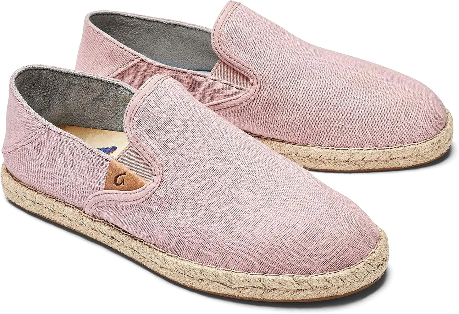 OLUKAI Kaula Pa'a Kapa Women's Espadrilles, Linen Slip-On Shoes with Lightweight Drop-in Heel Design, Braided Water-Resistant Jute & Wet Grip Soles