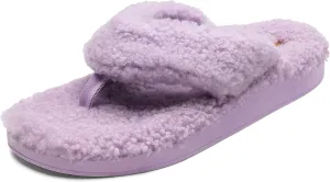 OLUKAI Kipe'a Heu Women's Sandal Slippers, Soft & Comfortable Shearling-Wrapped Straps, Durable RUbber Outsoles for All-Day Wear, Causal & Cute Everyday Style, Lilac/Lilac, 6