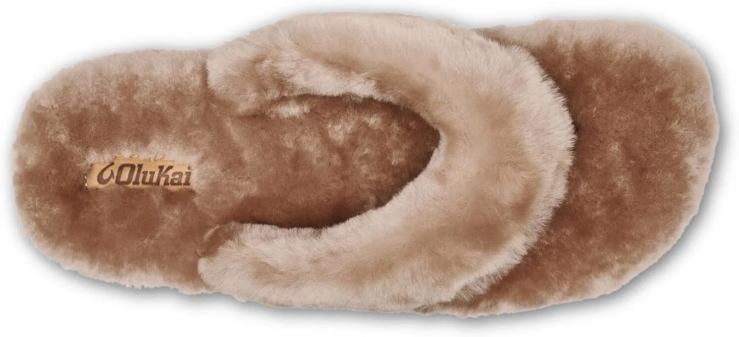 OLUKAI Kipe'a Heu Women's Sandal Slippers, Soft & Comfortable Shearling-Wrapped Straps, Durable RUbber Outsoles for All-Day Wear, Causal & Cute Everyday Style