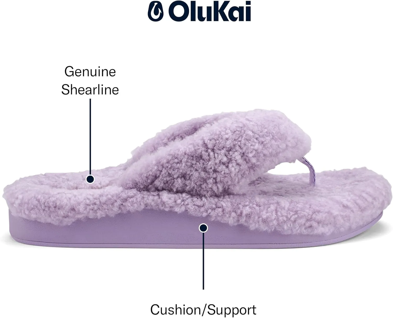 OLUKAI Kipe'a Heu Women's Sandal Slippers, Soft & Comfortable Shearling-Wrapped Straps, Durable RUbber Outsoles for All-Day Wear, Causal & Cute Everyday Style