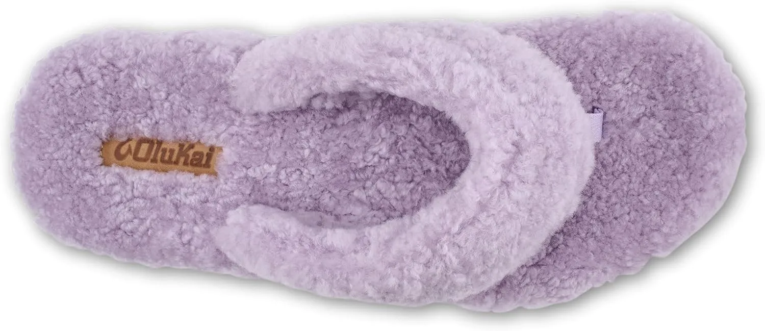 OLUKAI Kipe'a Heu Women's Sandal Slippers, Soft & Comfortable Shearling-Wrapped Straps, Durable RUbber Outsoles for All-Day Wear, Causal & Cute Everyday Style