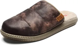 OLUKAI Mua'lli Men's Slipper, Premium Leather Slip On Shoes, Shearling Lining & Extra Warmth