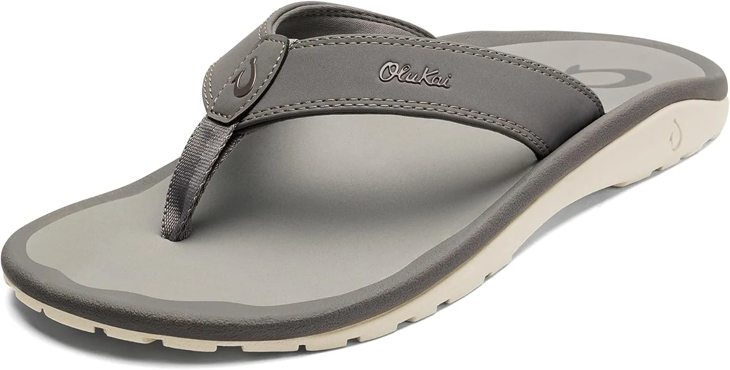 OLUKAI Ohana Men's Beach Sandals, Water Resistant Flip Flops, Arch Support & Comfort Fit, Lightweight & Durable, Enhanced Grip & Traction