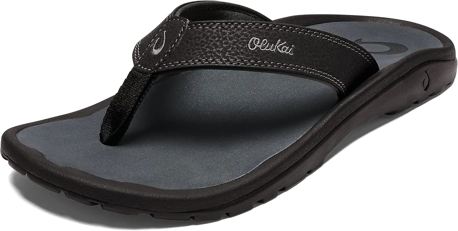 OLUKAI Ohana Men's Beach Sandals, Water Resistant Flip Flops, Arch Support & Comfort Fit, Lightweight & Durable, Enhanced Grip & Traction