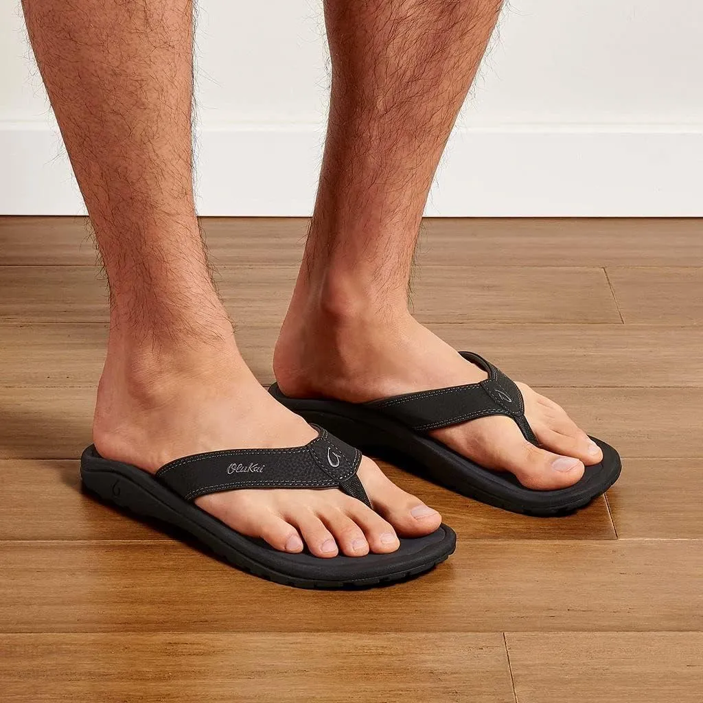 OLUKAI Ohana Men's Beach Sandals, Water Resistant Flip Flops, Arch Support & Comfort Fit, Lightweight & Durable, Enhanced Grip & Traction