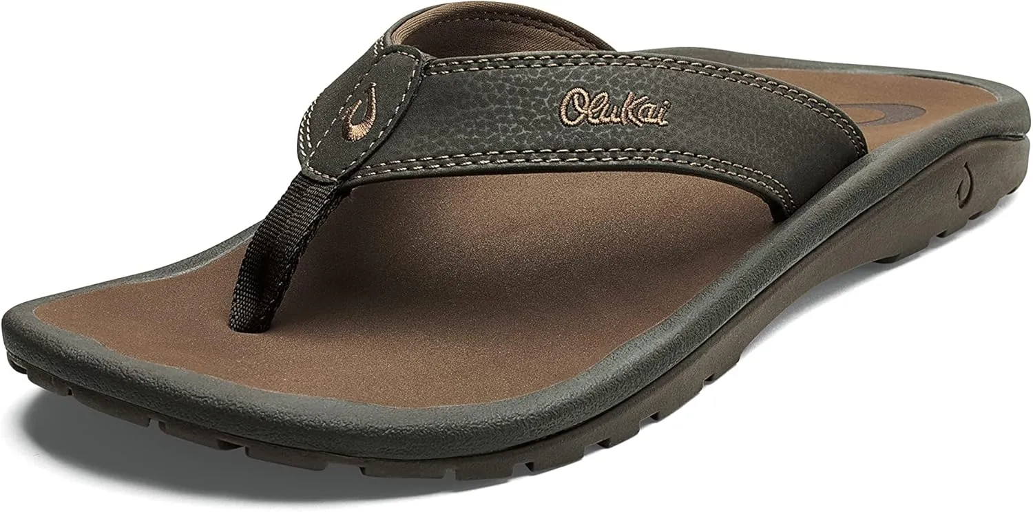 OLUKAI Ohana Men's Beach Sandals, Water Resistant Flip Flops, Arch Support & Comfort Fit, Lightweight & Durable, Enhanced Grip & Traction