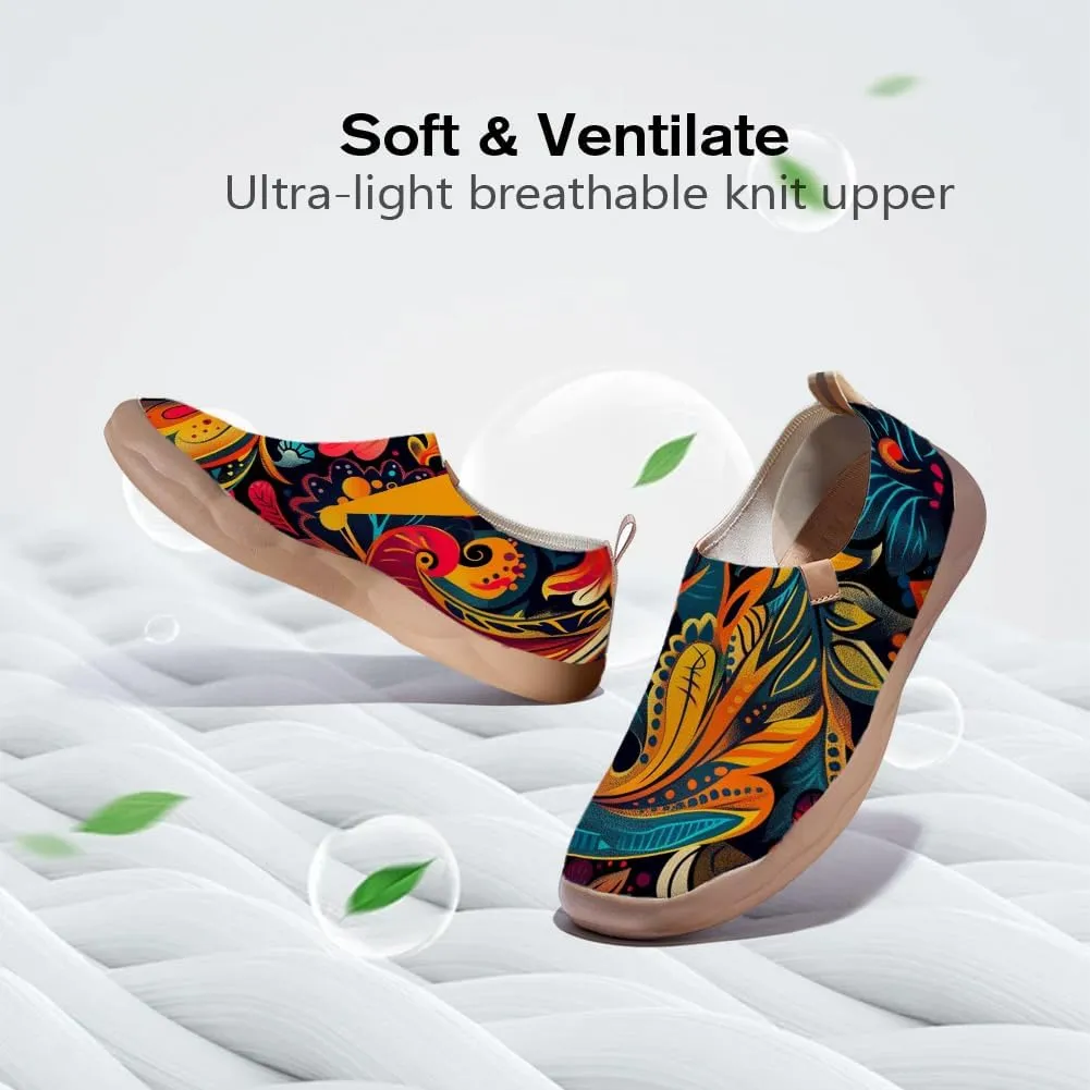 Onehorse Women's Casual Travel Shoes Paisley Painted Breathable Sock Slip-Ons Loafers Knit Tennis Sneakers