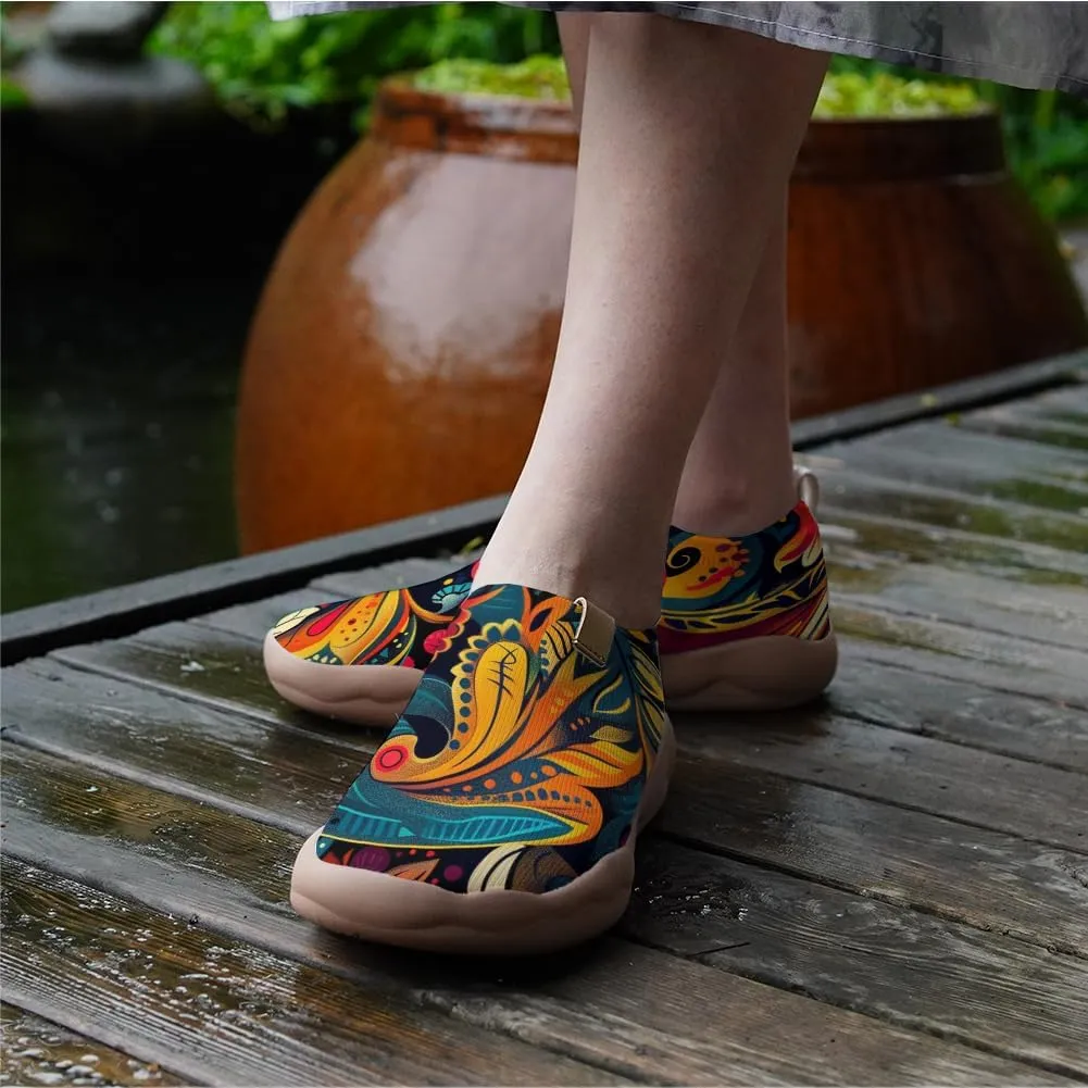 Onehorse Women's Casual Travel Shoes Paisley Painted Breathable Sock Slip-Ons Loafers Knit Tennis Sneakers