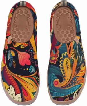 Onehorse Women's Casual Travel Shoes Paisley Painted Breathable Sock Slip-Ons Loafers Knit Tennis Sneakers