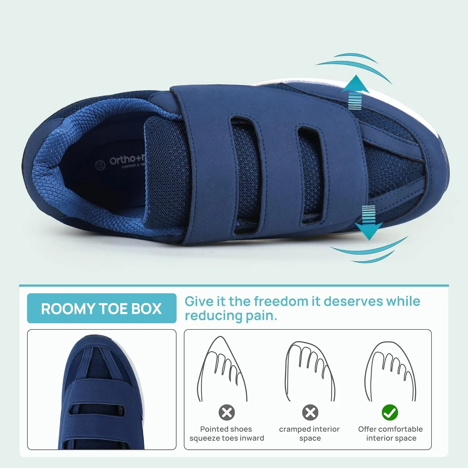 Ortho rest Men Diabetic Walking Shoes Swollen Feet Shoe with Adjustable Closure