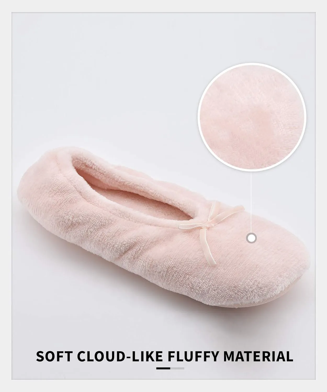 Panda Bros 2 Pairs Women's Ballerina House Slippers, Anti-Skid Comfy Warm Ballet Style Slippers