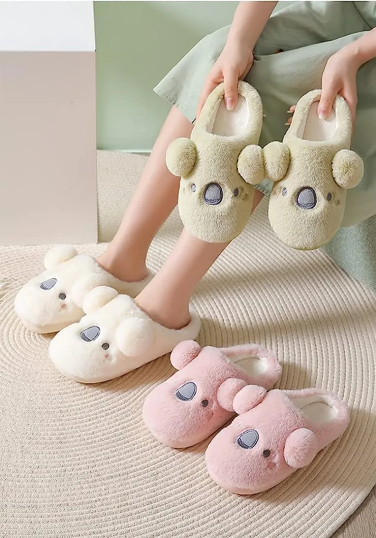 Pantuflas Cute Koala Animal Slippers for Women Men Warm Soft Fluffy Fuzzy House Shoes Fashion Indoor Outdoor Comfy Slippers Zapatillas Creative Gift