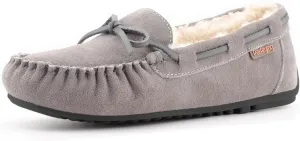 Parfeying Women's Sheepskin Moccasins Cow Suede Memory Foam Slippers Indoor Outdoor Shearling Winter Shoes