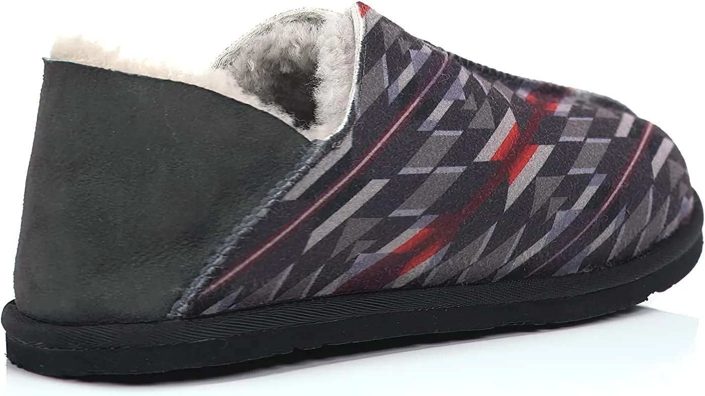 PENDLETON Men's Couch Cruiser Slippers – Double-Face Shearling with Patterned Collapsible Heels and Indoor/Outdoor Sole