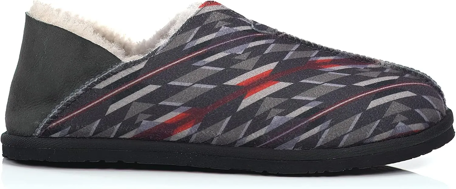 PENDLETON Men's Couch Cruiser Slippers – Double-Face Shearling with Patterned Collapsible Heels and Indoor/Outdoor Sole