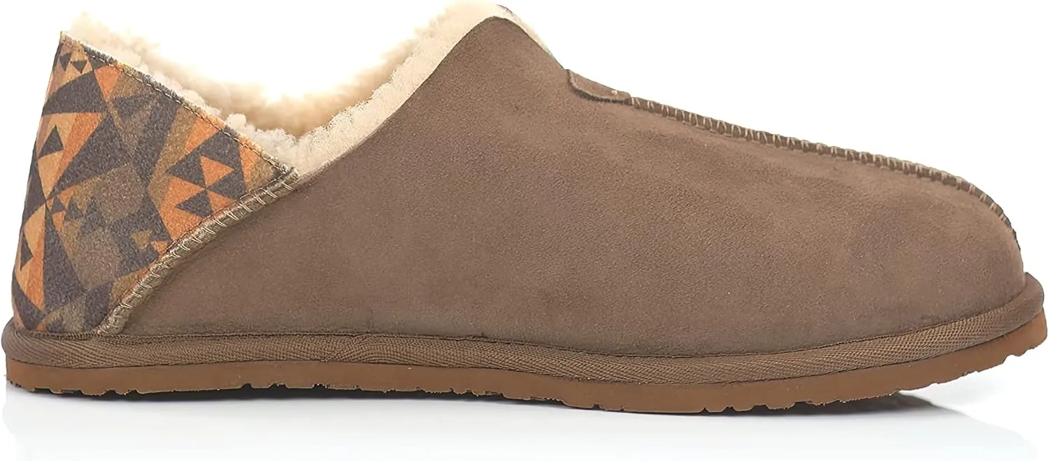 PENDLETON Men's Couch Cruiser Slippers – Double-Face Shearling with Patterned Collapsible Heels and Indoor/Outdoor Sole