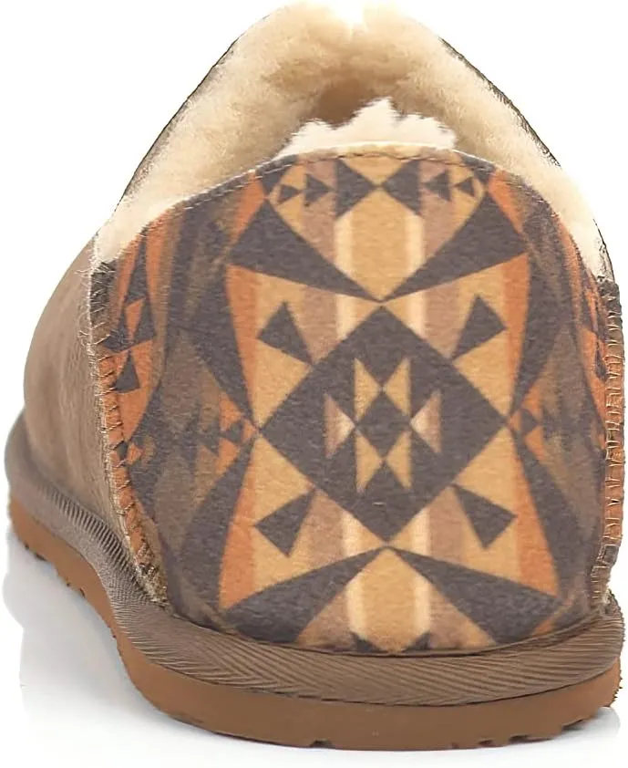 PENDLETON Men's Couch Cruiser Slippers – Double-Face Shearling with Patterned Collapsible Heels and Indoor/Outdoor Sole