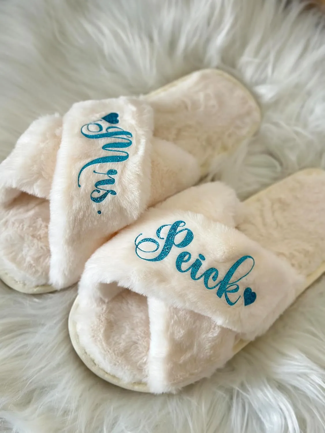 Personalized Woman's Bride and Bridesmaid Gifts Slippers for Wedding and Bachelorette Party (ivory M)
