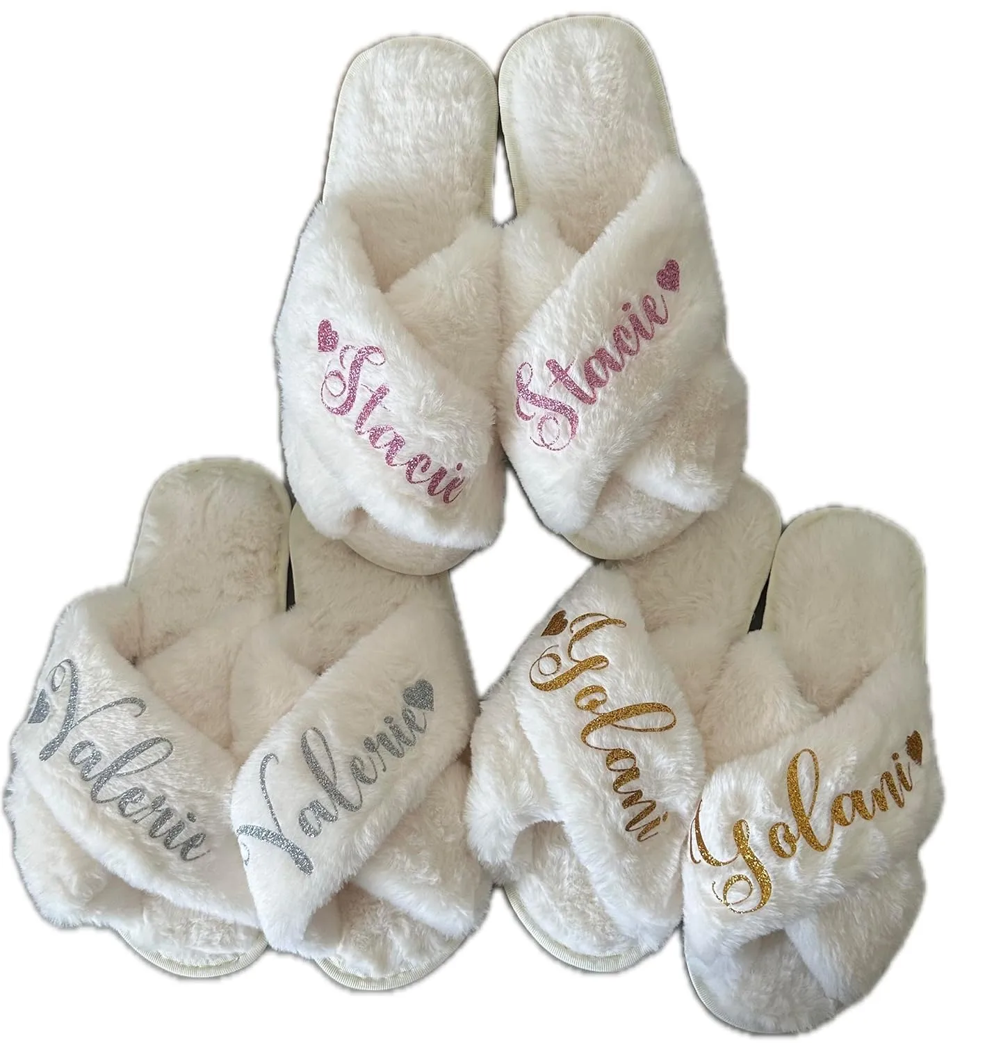 Personalized Woman's Bride and Bridesmaid Gifts Slippers for Wedding and Bachelorette Party (ivory M)