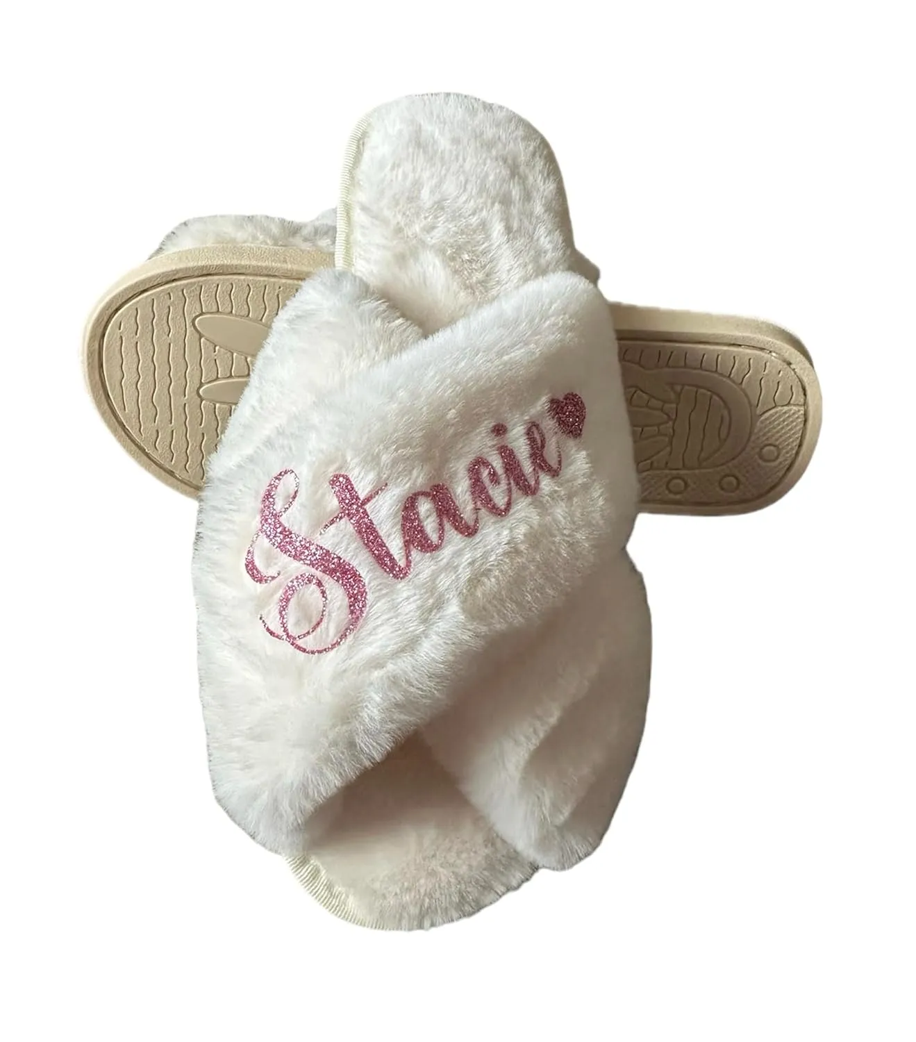 Personalized Woman's Bride and Bridesmaid Gifts Slippers for Wedding and Bachelorette Party (ivory M)