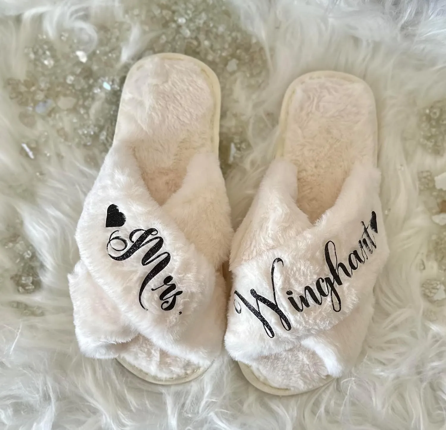 Personalized Woman's Bride and Bridesmaid Gifts Slippers for Wedding and Bachelorette Party (ivory M)