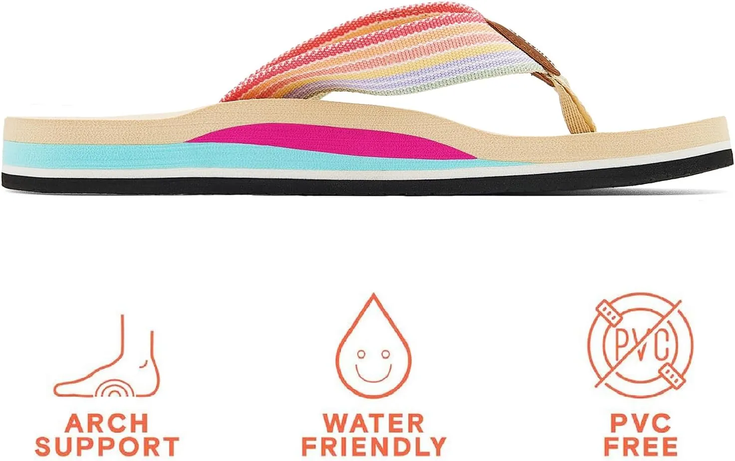 Pevino Women's Orthotic Flip Flops,Casual Comfortable Yoga Mat Thong Sandal with Arch Support