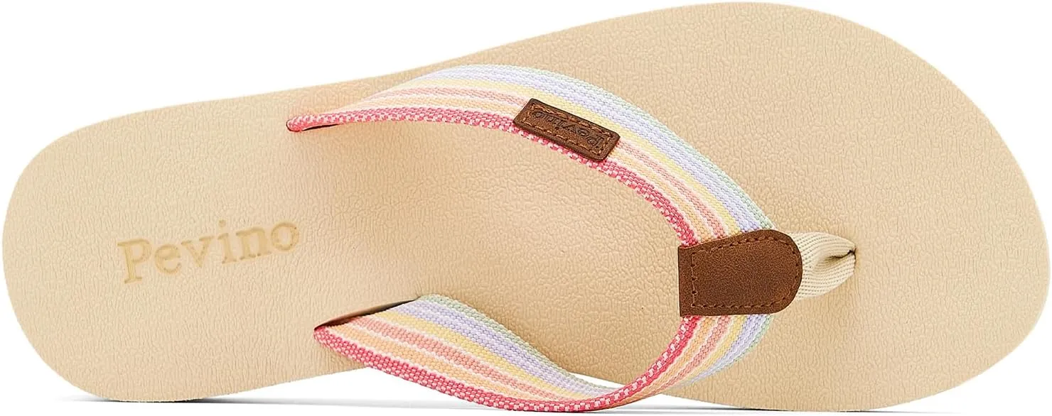 Pevino Women's Orthotic Flip Flops,Casual Comfortable Yoga Mat Thong Sandal with Arch Support