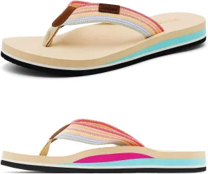 Pevino Women's Orthotic Flip Flops,Casual Comfortable Yoga Mat Thong Sandal with Arch Support