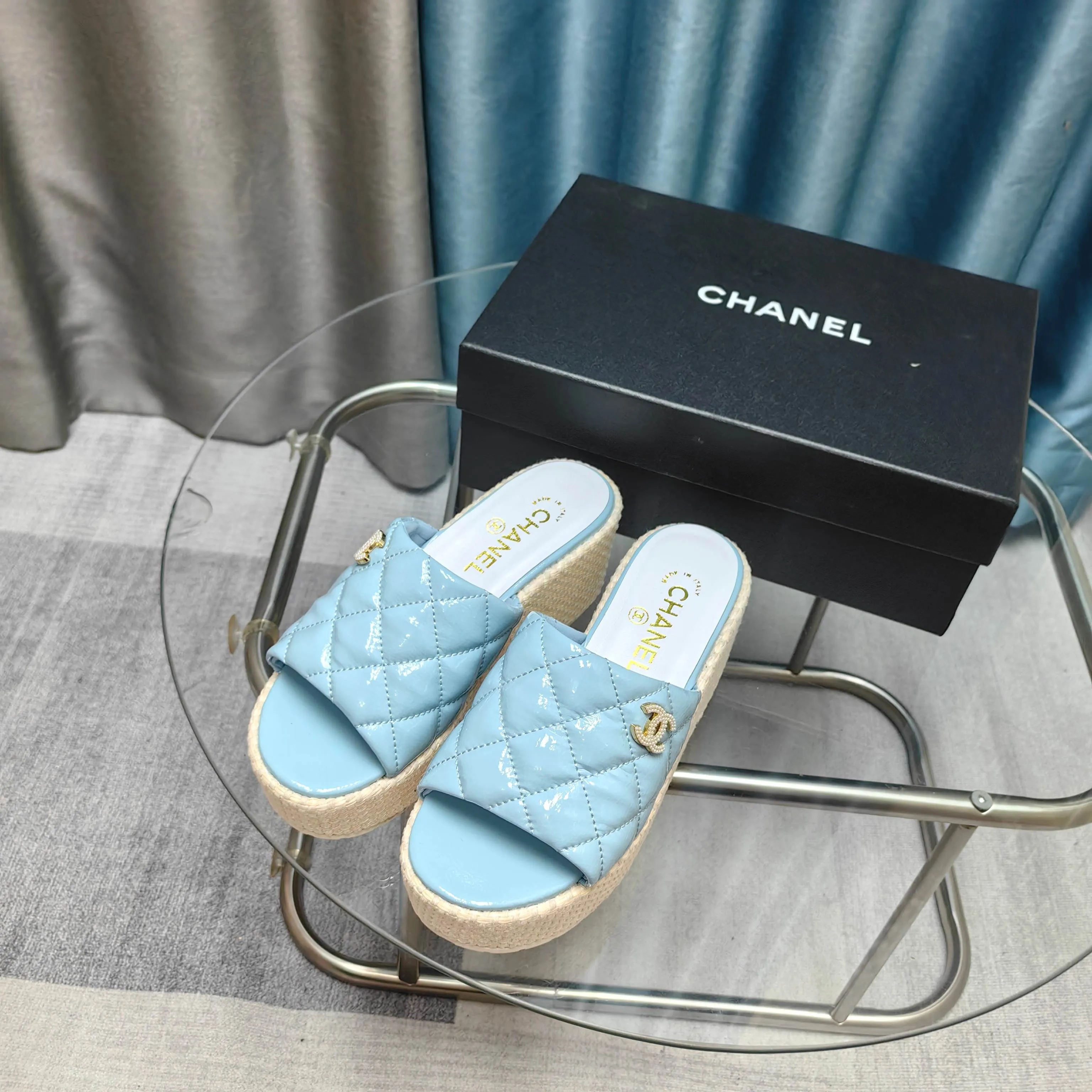 Platform 25 Flexible Patent Calfskin 10cm CHANEL Sandal Remote-controlled