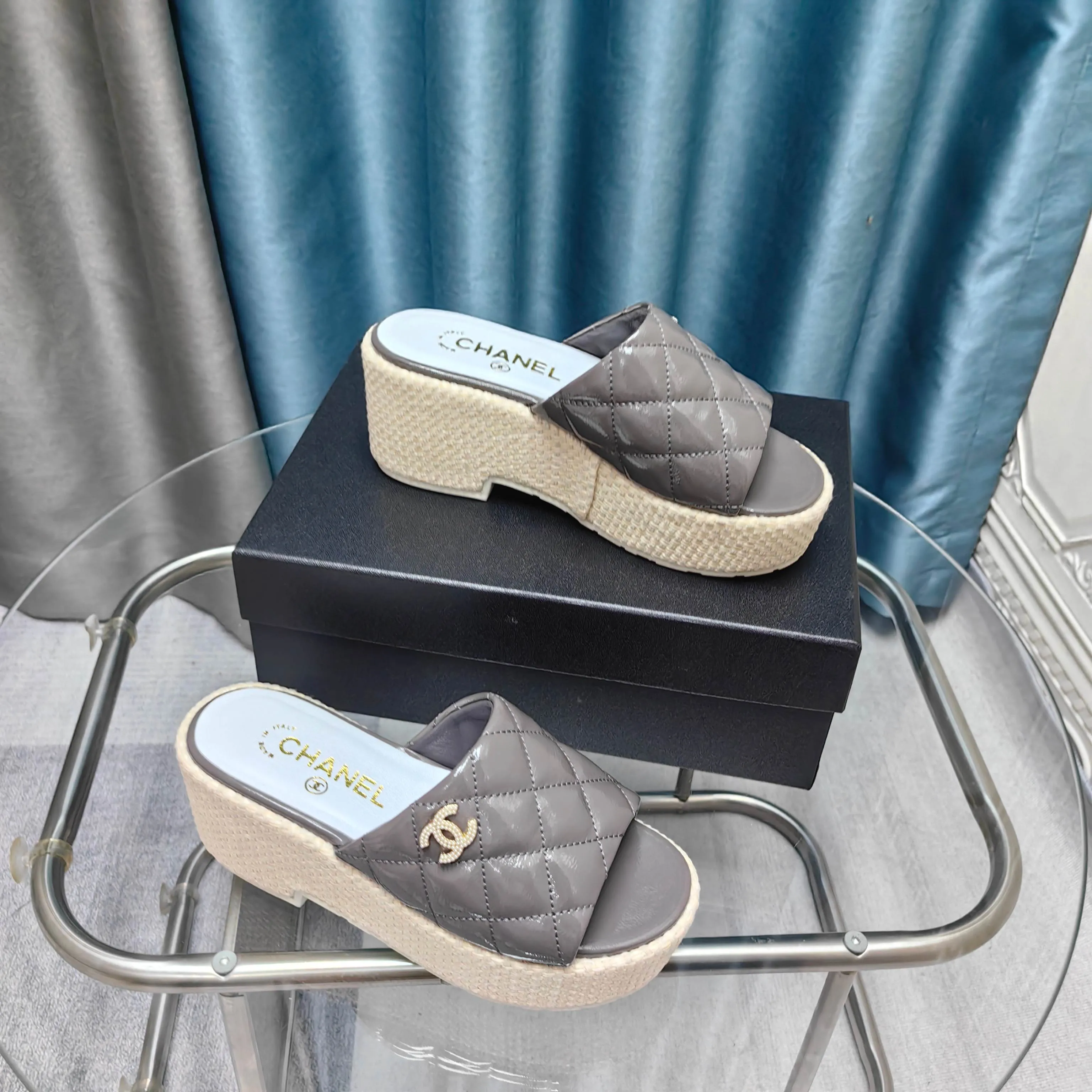 Platform 25 Flexible Patent Calfskin 10cm CHANEL Sandal Remote-controlled