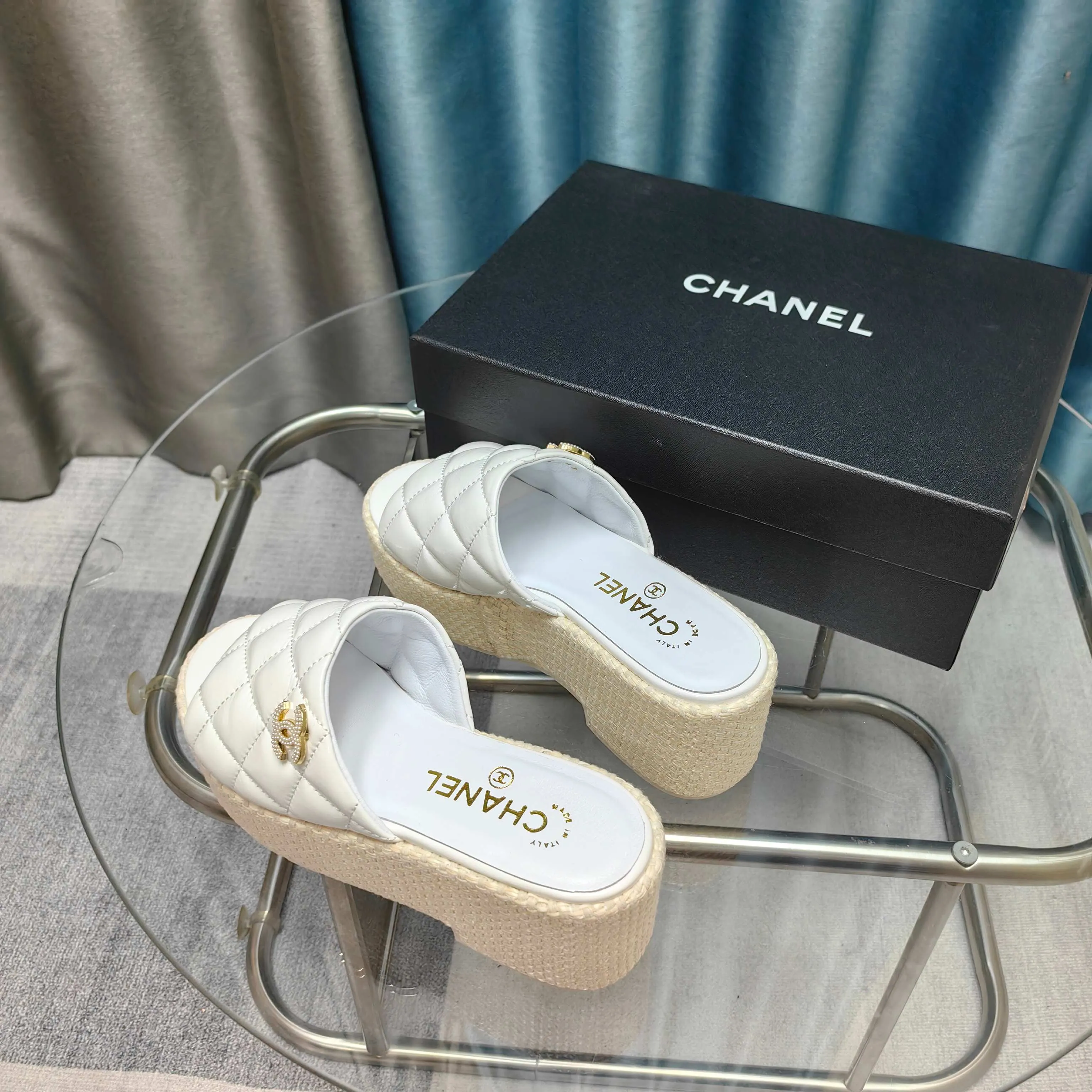 Platform 25 Flexible Patent Calfskin 10cm CHANEL Sandal Remote-controlled