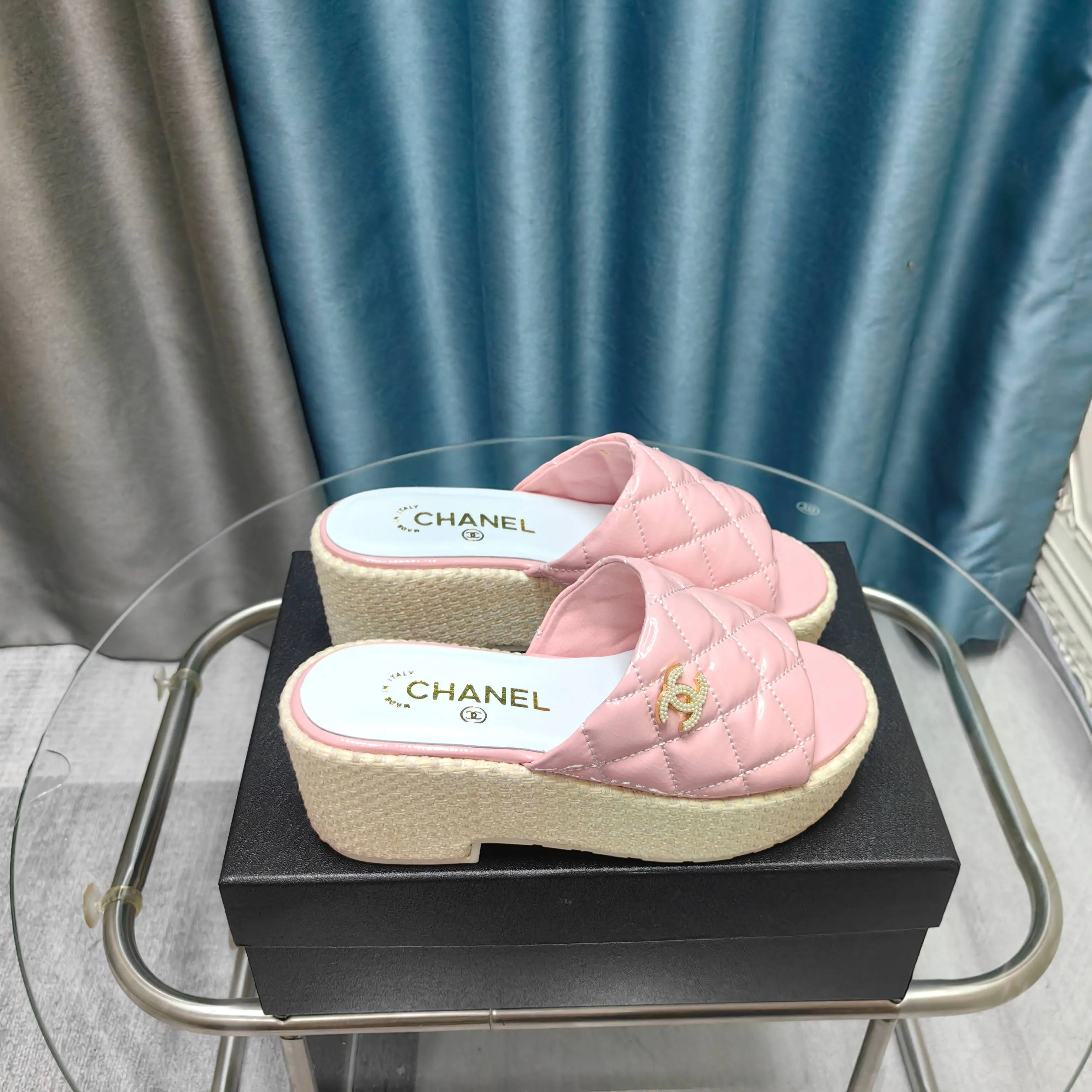 Platform 25 Flexible Patent Calfskin 10cm CHANEL Sandal Remote-controlled