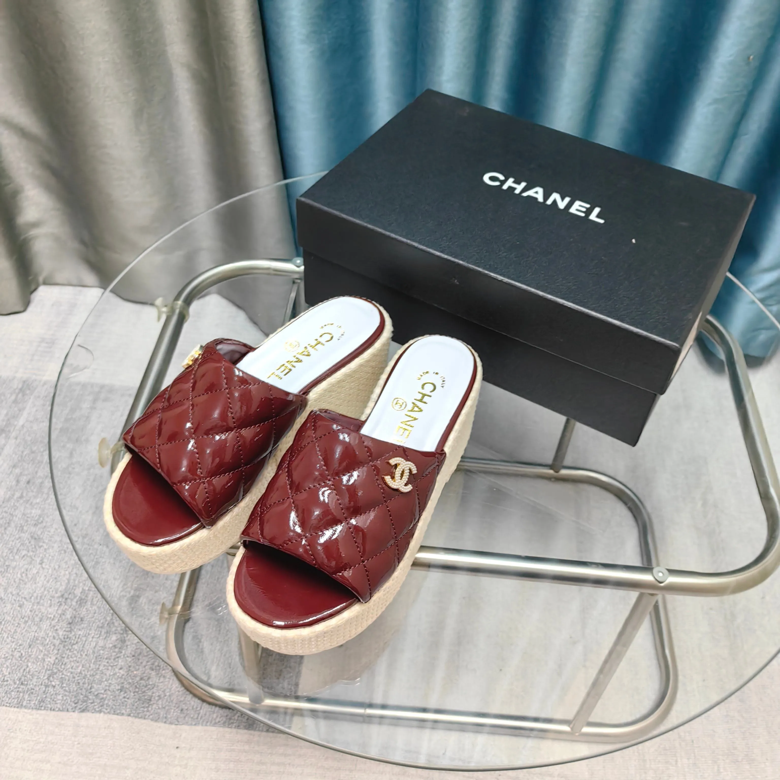 Platform 25 Flexible Patent Calfskin 10cm CHANEL Sandal Remote-controlled