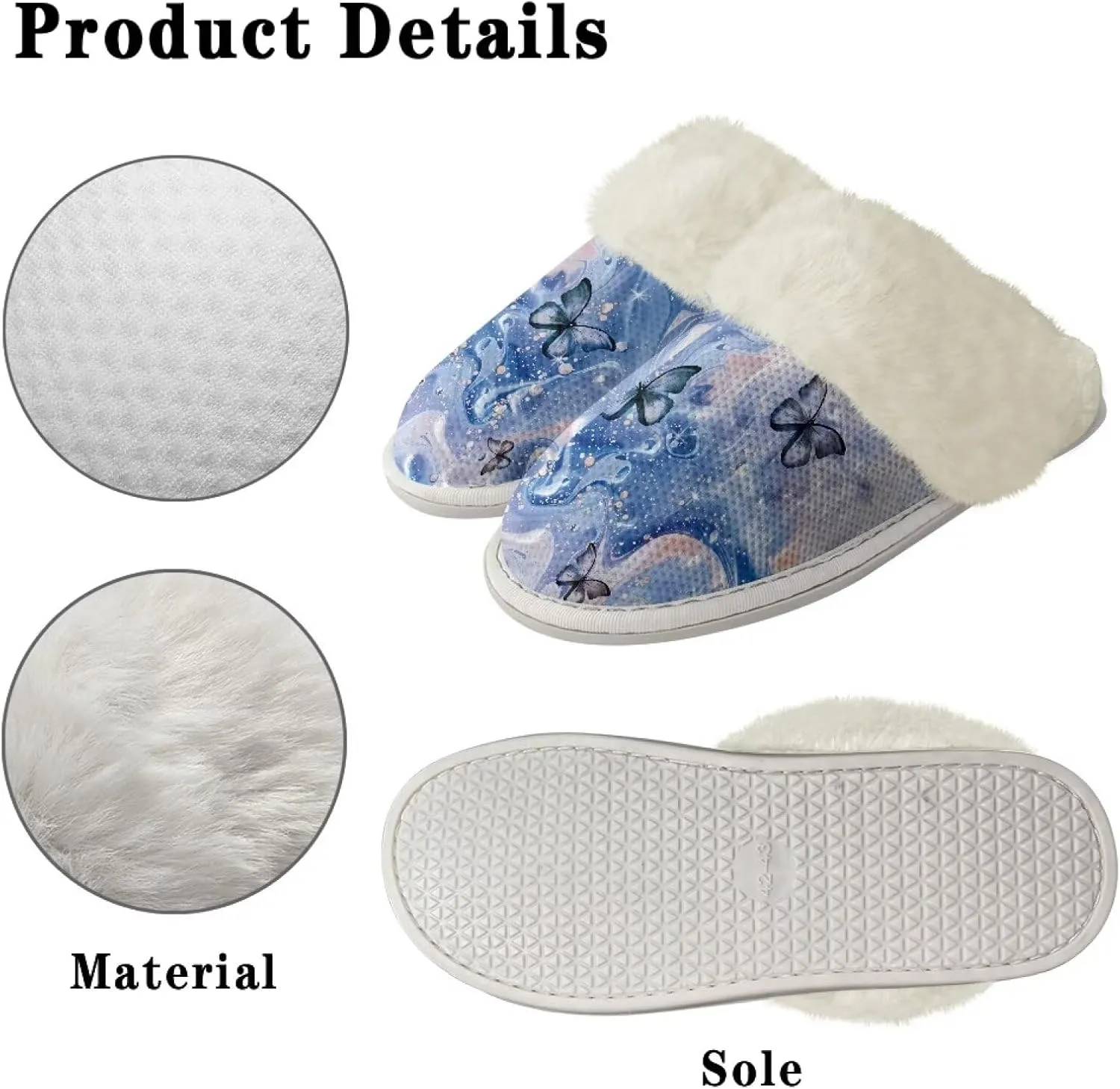 Plush House Shoes for Women Closed Toe House Slipper Warm Flannel Fuzzy Slippers with Non Skid Sole for Indoor
