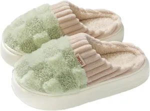 Plush Slippers for Women Men Plaid Cuff Warm Fuzzy Fleece Slipper Cozy Memory Foam Checkered Home Shoes Non-Slip