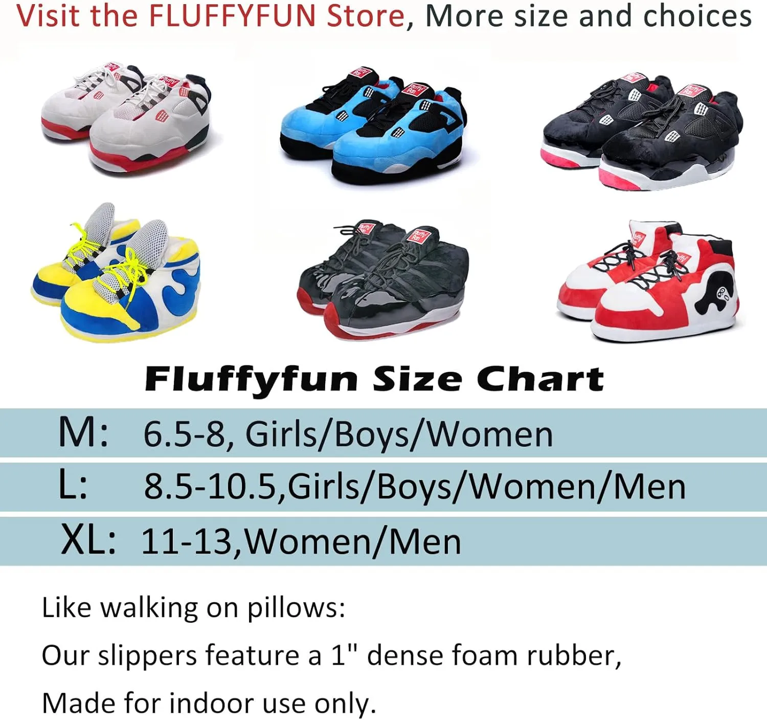 Plush Sneaker Slippers Men/Women L/XL (8.5-13)